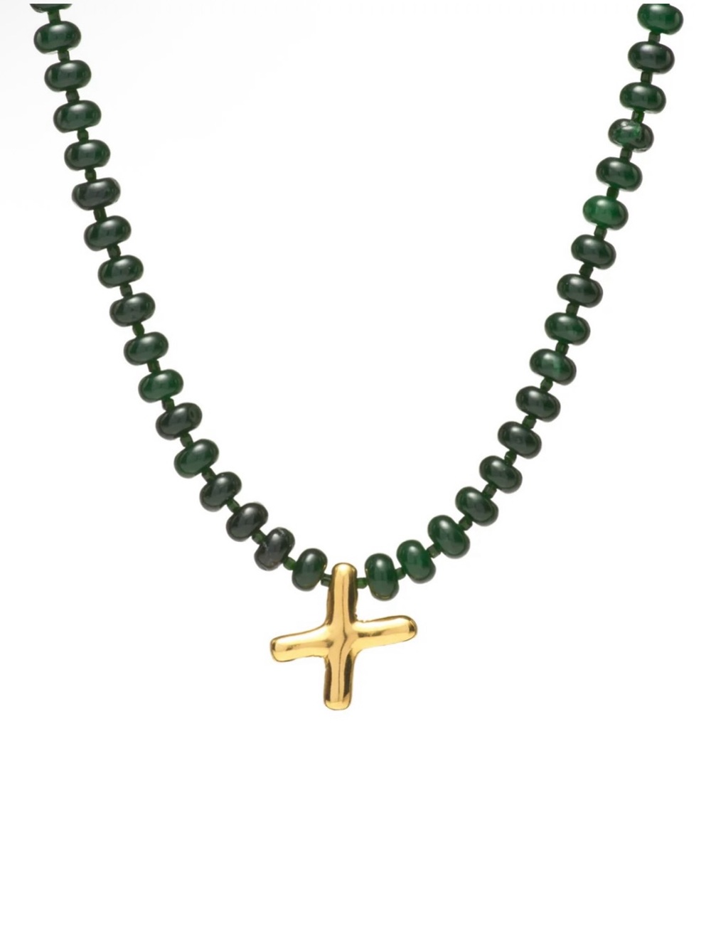 NEW✨ Mayamar Genuine Jade Stone Beaded Initial Necklace 24k Gold Dipped Letter X
